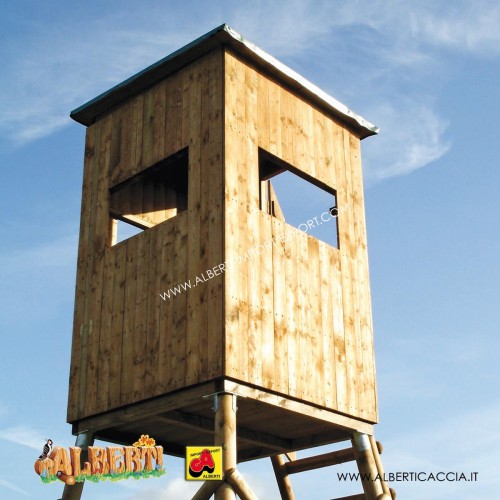 Cabina Rustica da caccia, 120 x 120 x 194 cm (con assi segate) - senza base - AD ESAURIMENTO